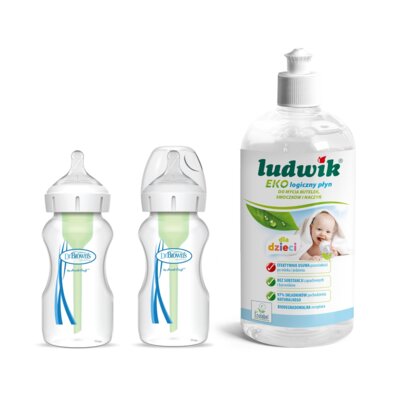 Butelka DR BROWNS Options+ 270 ml (2 szt.) + Płyn do mycia butelek i smoczków LUDWIK CG1010102ZEKL0121 475 ml
