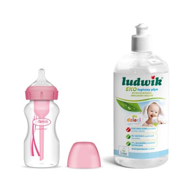 Butelka DR BROWNS Options+ 270 ml Różowy + Płyn do mycia butelek i smoczków LUDWIK CG1010102ZEKL0121 475 ml
