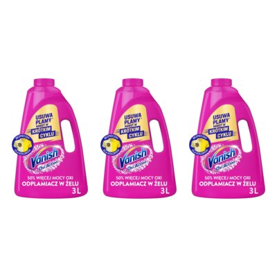 Odplamiacz do prania VANISH Oxi Action Różowy 3 x 3000 ml