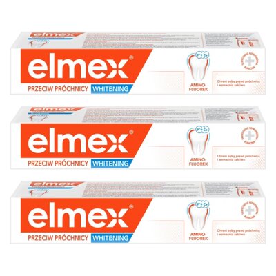Pasta do zębów ELMEX Przeciw próchnicy Whitening delikatnie wybielająca 75 ml 3 szt.