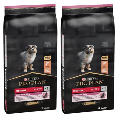 Karma dla psa PURINA Pro Plan Medium Puppy Sensitive Skin Łosoś 2 x 12 kg