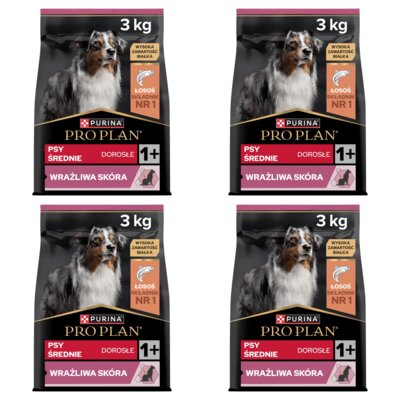 Karma dla psa PURINA Pro Plan Medium Łosoś 4 x 3 kg