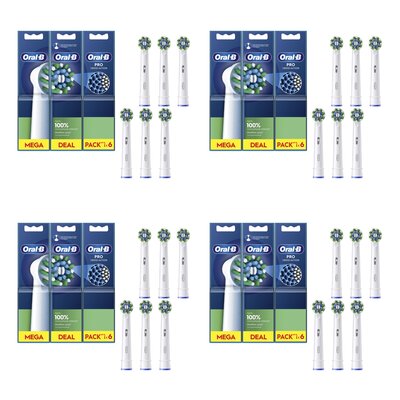 Oryginalna końcówka szczoteczki ORAL-B Pro Cross Action Biały (24 szt.) (Włókna w kształcie litery X usuwają więcej płytki)