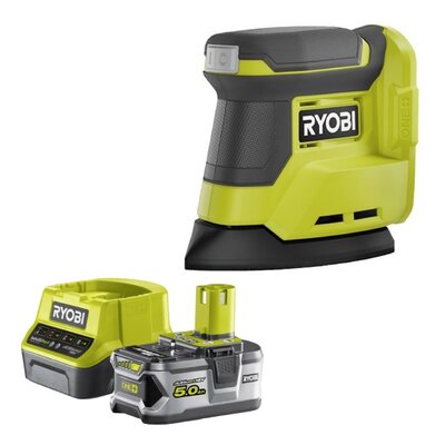 Szlifierka oscylacyjna RYOBI RPS18-0 + Akumulator RYOBI RC18120-150 5Ah 18V + Ładowarka