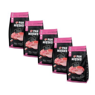 Karma dla psa PAN MIĘSKO Cielęcina z przepiórką XS 5 x 3 kg