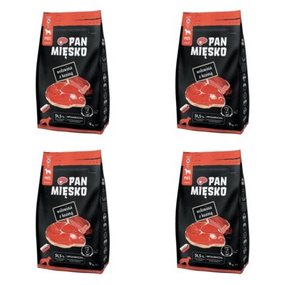 Karma dla psa PAN MIĘSKO Wołowina z koziną XS 4 x 9 kg