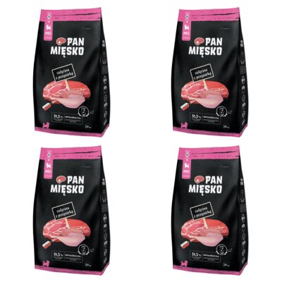 Karma dla psa PAN MIĘSKO Cielęcina z przepiórką XS 4 x 20 kg