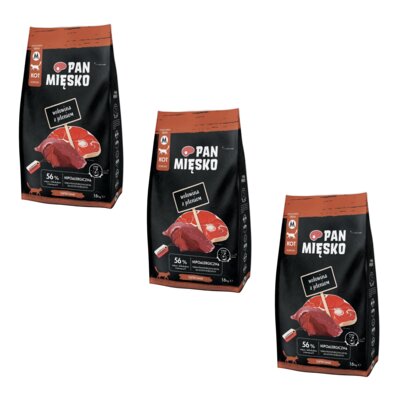 Karma dla kota PAN MIĘSKO Wołowina z jeleniem 3 x 1.6 kg