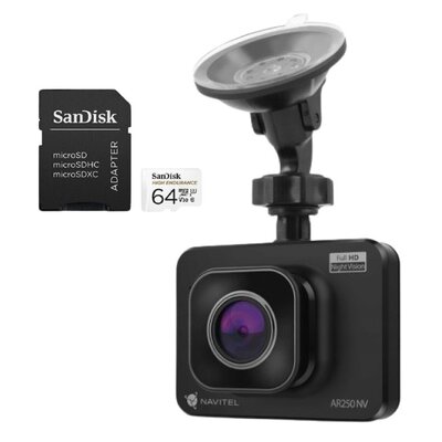 Wideorejestrator NAVITEL AR250 NV + Karta pamięci SANDISK microSDXC 64GB