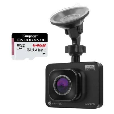 Wideorejestrator NAVITEL AR250 NV + Karta pamięci KINGSTON Endurance microSDXC 64GB
