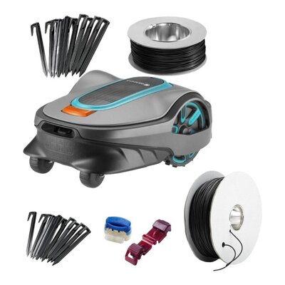 Robot koszący GARDENA Sileno Life 1000 + Przewód ograniczający GARDENA 4058-60 + Łączniki zaciskowe GARDENA 4089-20 + Szpilki zabezpieczające GARDENA 4090