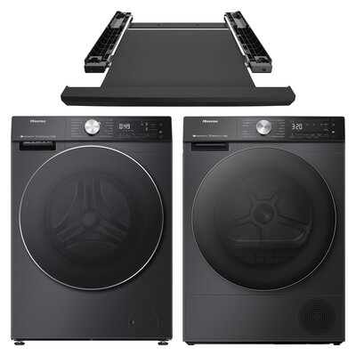 Pralka HISENSE WF5S1045BB/PL Seria 5S 10.5kg 1400 obr Autodozowanie Wi-Fi ConnectLife Szybkie programy AllergyCare + Suszarka HISENSE DH5S102BB PL Seria 5S IonAir ConnectLife + Łącznik HISENSE WZXX90-BEB001