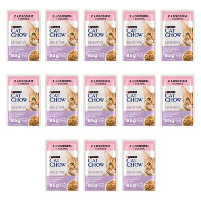 Karma dla kota CAT CHOW Sensitive Łosoś z cukinią 13 x 85 g