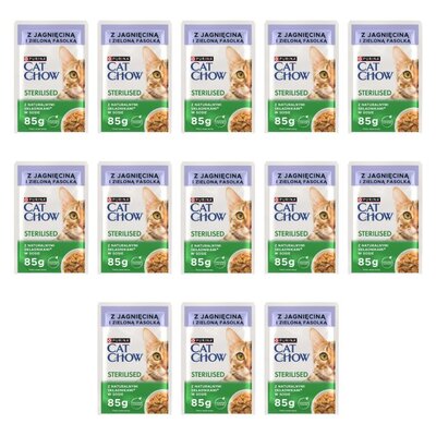 Karma dla kota CAT CHOW Sterilised z jagnięciną i zieloną fasolką w sosie 13 x 85 g