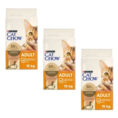 Karma dla kota CAT CHOW Adult Kaczka 3 x 15 kg