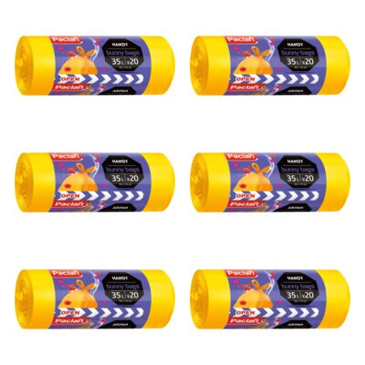 Worki na śmieci PACLAN Bunny Bags 35L (120 sztuk) Żółty