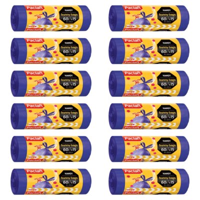 Worki na śmieci PACLAN Bunny Bags 60L (180 sztuk) Niebieski