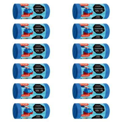 Worki na śmieci PACLAN Multitop 120 L (180 sztuk) Niebieski