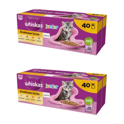 Karma dla kota WHISKAS Junior Drobiowa Uczta (80 x 85 g)
