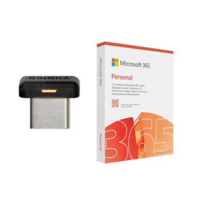 Klucz zabezpieczający YUBICO YubiKey 5C Nano + Program MICROSOFT 365 Personal