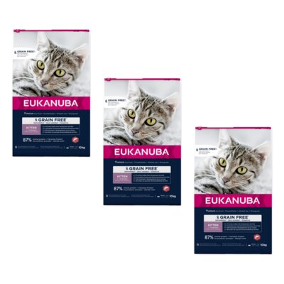 Karma dla kota EUKANUBA Grain Free Kitten Łosoś 3 x 10 kg