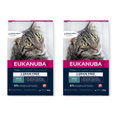Karma dla kota EUKANUBA Grain Free Adult Łosoś 2 x 10 kg