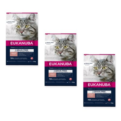 Karma dla kota EUKANUBA Grain Free Senior Łosoś 3 x 10 kg