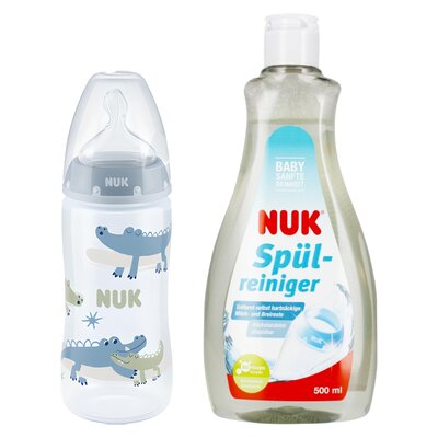 Butelka NUK First Choice Plus 10741926 Niebieski + Płyn NUK Do mycia butelek i smoczków Ulepszona Formuła 500 ml