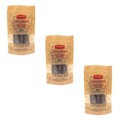 Przysmak dla psa 4DOGS Mięsne Paski z Wołowiny i Poroża 3 x 100 g