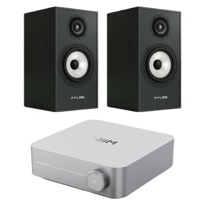 Wzmacniacz WIIM Amp Srebrny + Kolumny głośnikowe PYLON AUDIO Pearl Monitor Czarny jesion (2 szt.)
