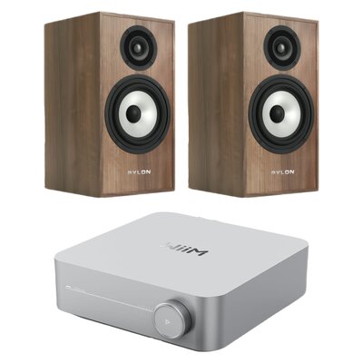 Wzmacniacz WIIM Amp Srebrny + Kolumny głośnikowe PYLON AUDIO Pearl Monitor Orzech (2 szt.)