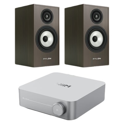 Wzmacniacz WIIM Amp Srebrny + Kolumny głośnikowe PYLON AUDIO Pearl Monitor Wenge (2 szt.)