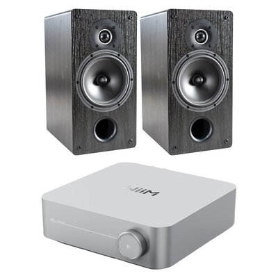 Wzmacniacz WIIM Amp Srebrny + Kolumny głośnikowe INDIANA LINE Tesi 261 Czarny (2 szt.)