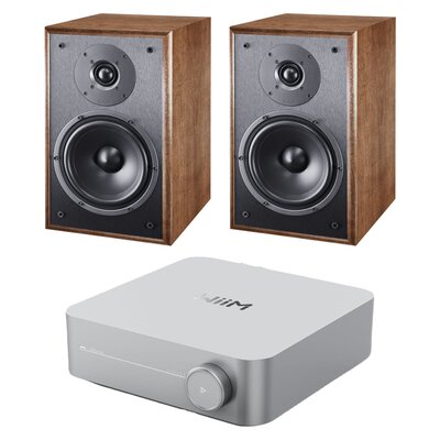 Wzmacniacz WIIM Amp Srebrny + Kolumny głośnikowe MAGNAT Monitor S30 Orzechowy (2 szt.)