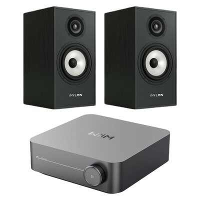 Wzmacniacz WIIM Amp Szary + Kolumny głośnikowe PYLON AUDIO Pearl Monitor Czarny jesion (2 szt.)