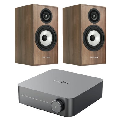 Wzmacniacz WIIM Amp Szary + Kolumny głośnikowe PYLON AUDIO Pearl Monitor Orzech (2 szt.)