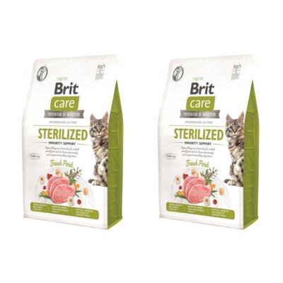 Karma dlakota BRIT CARE Grain Free Sterilized Immunity Support z wieprzowiną 2 x 7 kg