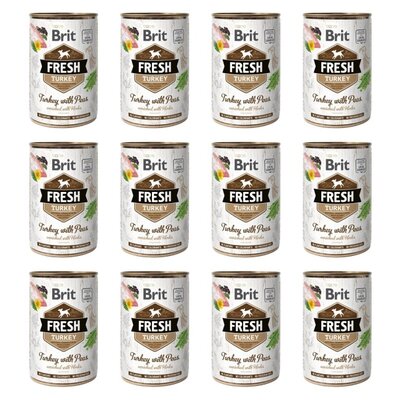 Karma dla psa BRIT Fresh Indyk z groszkiem 12 x 400 g