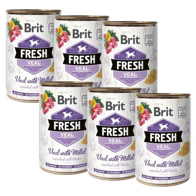 Karma dla psa BRIT Fresh Cielęcina z prosem 6 x 400 g