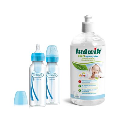 Butelka DR BROWNS Standard Options+ 250 ml (2 szt.) Niebieski + Płyn do mycia butelek i smoczków LUDWIK CG1010102ZEKL0121 475 ml