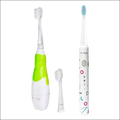 Szczoteczka soniczna MERIDEN Kiddy + Szczoteczka soniczna MERIDEN Smart Kids Biały