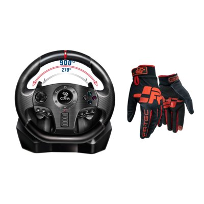 Kierownica COBRA Rally GT900 (PC/PS3/PS4/XBOX ONE/SWITCH) + Rękawice do simracingu FR-TEC Pro