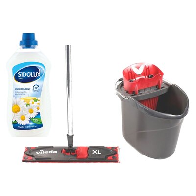 Mop płaski VILEDA UltraMax Box XL + Płyn do mycia podłóg SIDOLUX Mydło Marsylskie 1000 ml