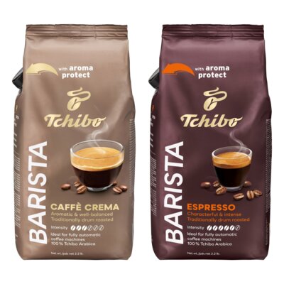 Kawa ziarnista TCHIBO Barista Cafe Crema Arabica 1 kg + Kawa ziarnista TCHIBO Barista Espresso Arabica 1 kg