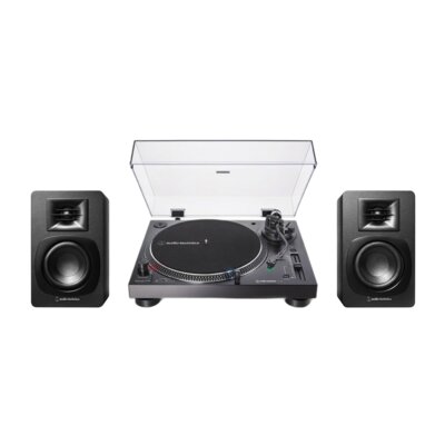 Zestaw Stereo Gramofon Audio-Technica A-T LP120X + Aktywne Kolumny Podstawkowe Audii-Technica A-T SP3 X CZ+CZ