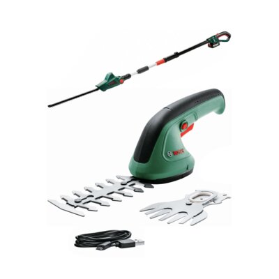 Nożyce do żywopłotu BOSCH UniversalHedgePole 430mm 18V akumulatorowe + Nożyce do trawy BOSCH EasyShear 0600833303 120mm 3.6V akumulatorowe